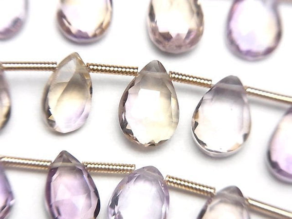 [Video]High Quality Amethyst xCitrine AAA- Pear shape Faceted Briolette 1strand (19pcs)