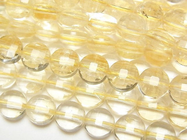 [Video] High Quality! Light color Citrine AA+ Faceted Coin 8x8x4.5mm half or 1strand beads (aprx.15inch/36cm)