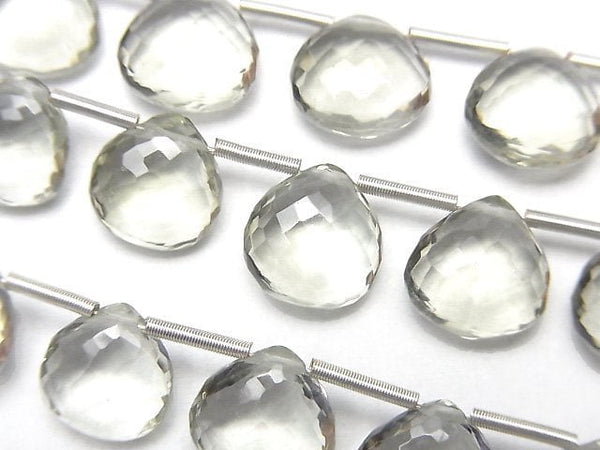 [Video] MicroCut High Quality Green Amethyst AAA Chestnut Faceted Briolette 1strand (8pcs )