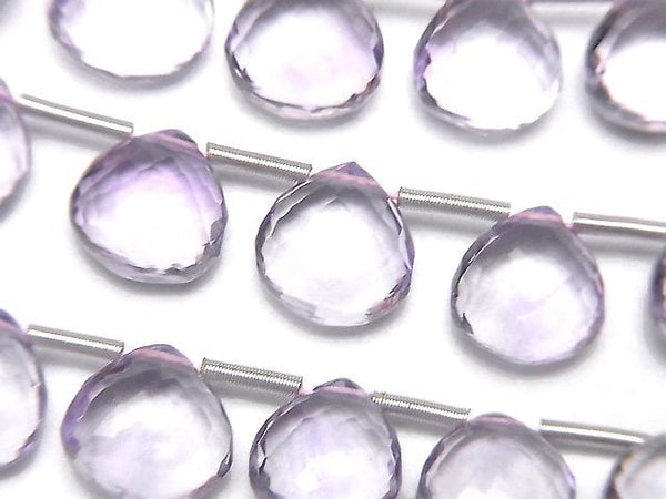 [Video] MicroCut High Quality Pink Amethyst AAA Chestnut Faceted Briolette 1strand (8pcs)