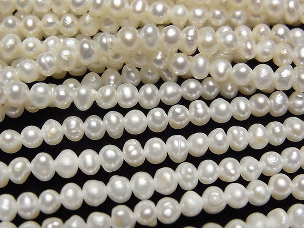 [Video]Fresh Water Pearl AAA- Potato 3.5mm White 1strand beads (aprx.14inch/35cm)