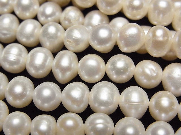 [Video]Fresh Water Pearl AA Potato 6mm White 1strand beads (aprx.14inch/34cm)
