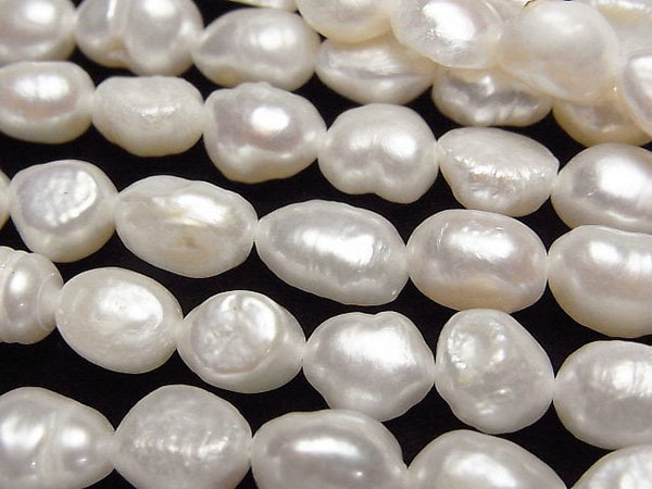 [Video]Fresh Water Pearl AA Baroque 8-9mm White 1strand beads (aprx.14inch/34cm)