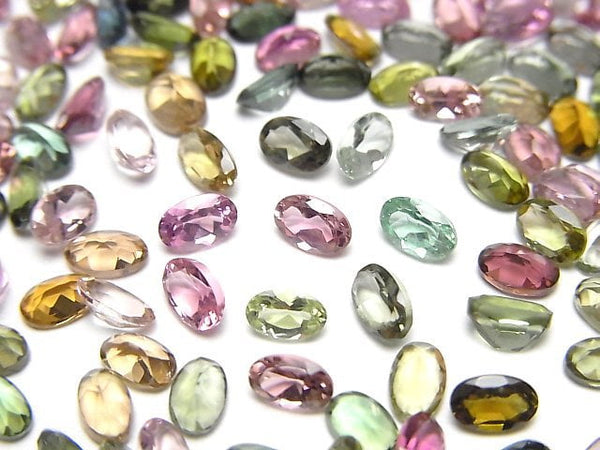 [Video]High Quality Multicolor Tourmaline AAA Loose stone Oval Faceted 5x3mm 10pcs