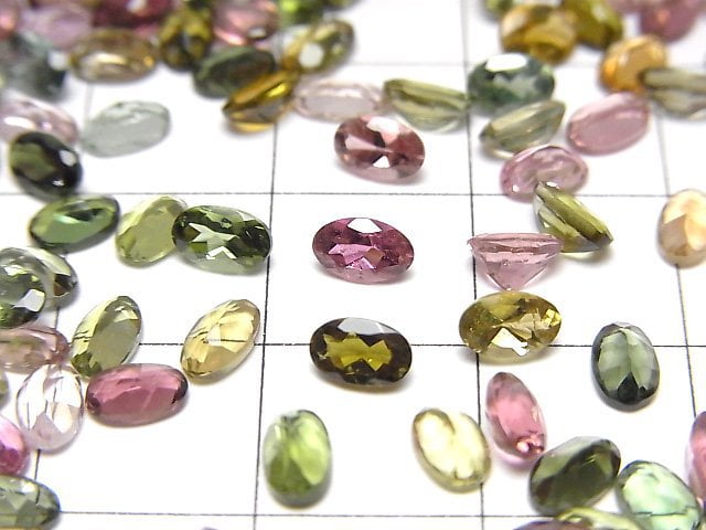 [Video]High Quality Multicolor Tourmaline AAA Loose stone Oval Faceted 5x3mm 10pcs