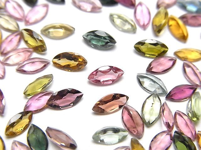 [Video]High Quality Multi color Tourmaline AAA Loose stone Marquise Faceted 6x3mm 10pcs