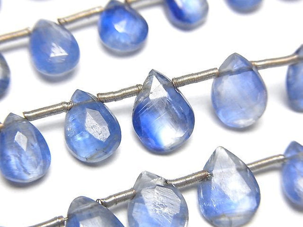 [Video]Kyanite AA++ Pear shape Faceted Briolette [Light color] 1strand beads (aprx.7inch/18cm)