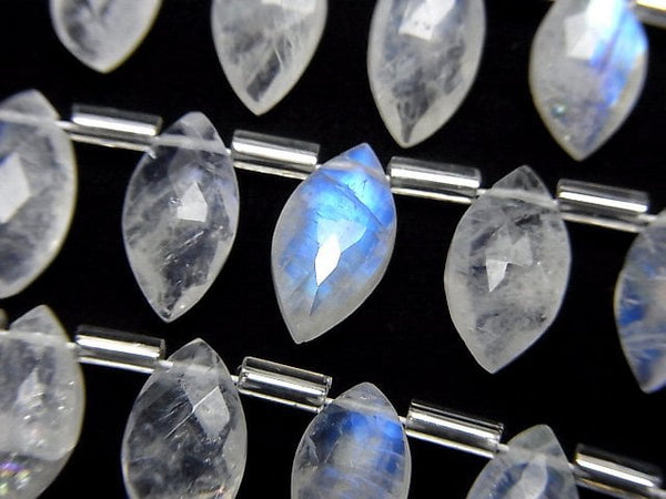 [Video]High Quality Rainbow Moonstone AAA- Marquise Faceted Briolette half or 1strand beads (aprx.7inch/18cm)