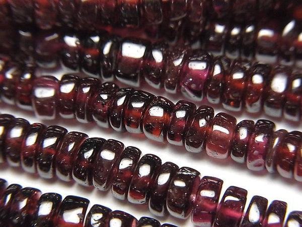 [Video] Garnet AA++ Roundel (Heishi)5-6mm half or 1strand beads (aprx.15inch/38cm)