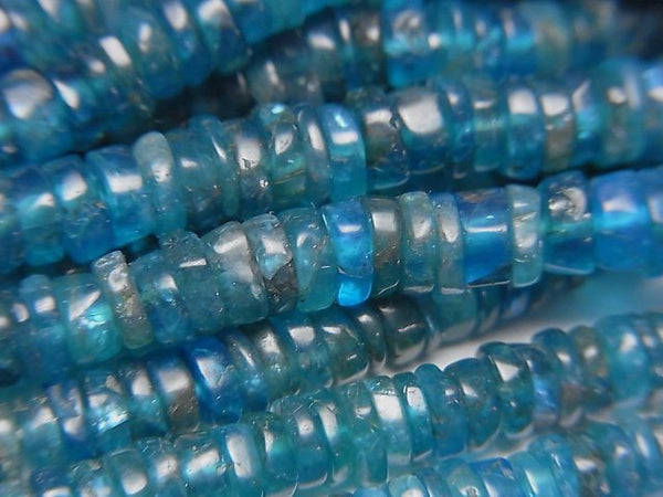 [Video] Neon Blue Apatite AA+ Roundel (Heishi) 4-5mm 1strand beads (aprx.15inch/38cm)