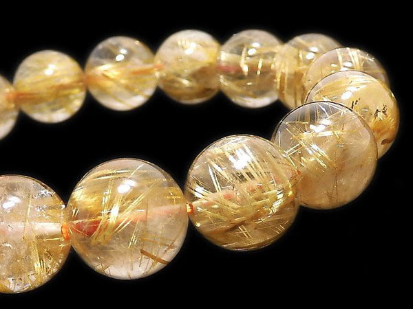 [Video][One of a kind] Rutilated Quartz AAA- Round 12.5mm Bracelet NO.1