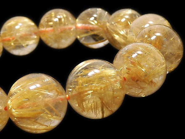 [Video][One of a kind] Rutilated Quartz AAA- Round 14mm Bracelet NO.5