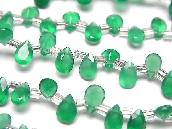 [Video]High Quality Green Onyx AAA Pear shape Faceted 6x4mm half or 1strand (38pcs)