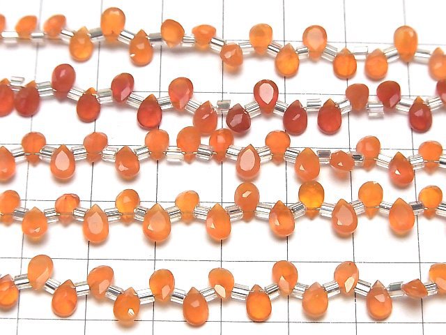 [Video]High Quality Carnelian AAA Pear shape Faceted 6x4mm half or 1strand (38pcs )
