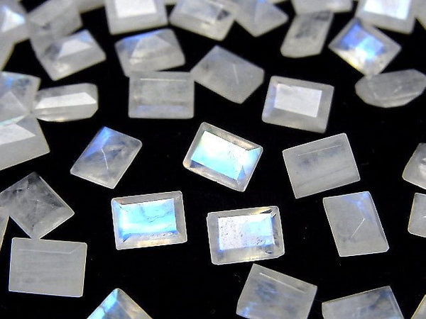 [Video]High Quality Rainbow Moonstone AA++ Loose stone Rectangle Faceted 7x5mm 5pcs