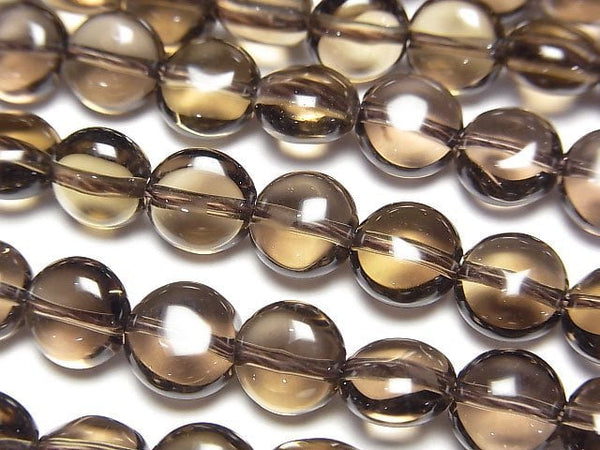 [Video]Smoky Quartz AAA Coin 8x8x5mm half or 1strand beads (aprx.15inch/37cm)