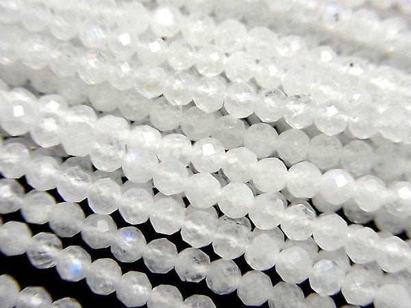 [Video] High Quality! Rainbow Moonstone AA+ Faceted Round 2.5mm 1strand beads (aprx.13inch/31cm)