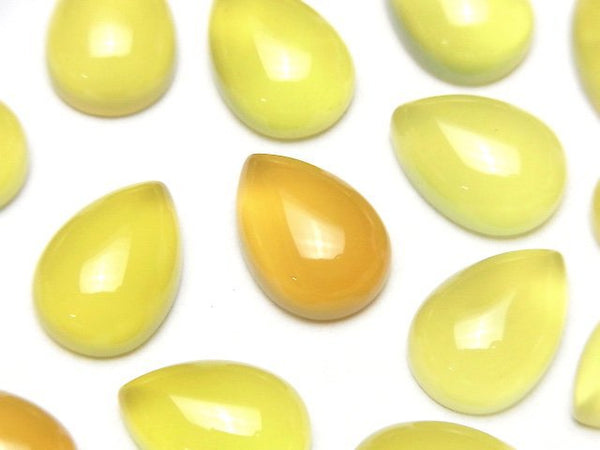 [Video] Honey color Chalcedony AAA Pear shape Cabochon 14x10mm 3pcs