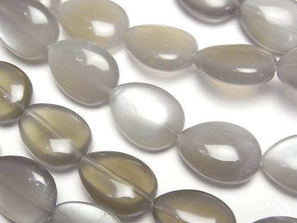 [Video] Gray Moonstone AAA- Vertical Hole Pear shape (Smooth) 16x12mm half or 1strand beads (aprx.15inch/36cm)
