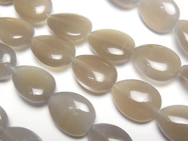 [Video] Light Gray Moonstone AAA- Vertical Hole Pear shape (Smooth) 16x12mm half or 1strand beads (aprx.15inch/36cm)