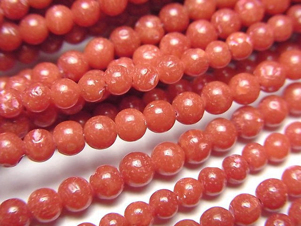 [Video] Sardinian Coral, Red Coral Round 2.5-3mm less half or 1strand beads (aprx.15inch/38cm)