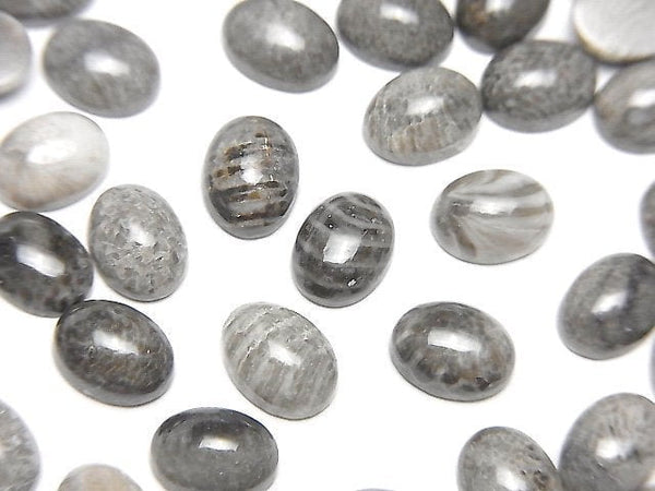[Video] Moroccan Black Fossil Coral Oval Cabochon 8x6mm 5pcs