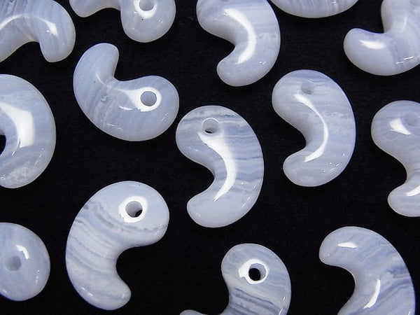 [Video]Blue Lace Agate AAA Comma Shaped Bead 18x12mm 1pc