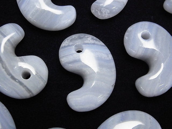 [Video]Blue Lace Agate AA++ Comma Shaped Bead 30x20mm 1pc