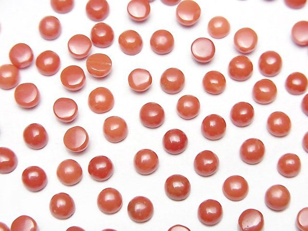 [Video] Sardinian Coral, Red Coral Round Cabochon 4x4mm 3pcs