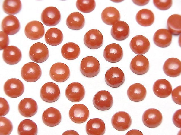[Video] Sardinian Coral, Red Coral Round Cabochon 5x5mm 2pcs