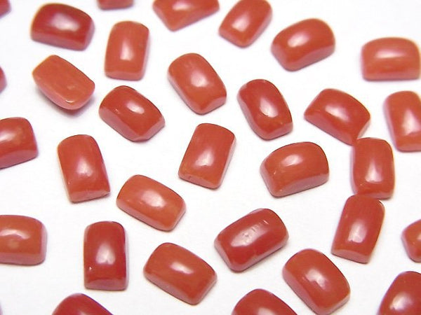 [Video] Sardinian Coral, Red Coral Rectangle Cabochon 6x4mm 2pcs