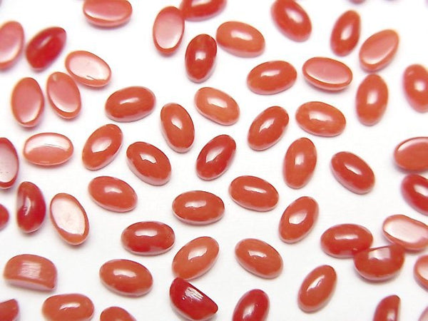 [Video] Sardinian Coral, Red Coral Oval Cabochon 5x3mm 5pcs