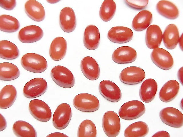 [Video] Sardinian Coral, Red Coral Oval Cabochon 6x4mm 2pcs