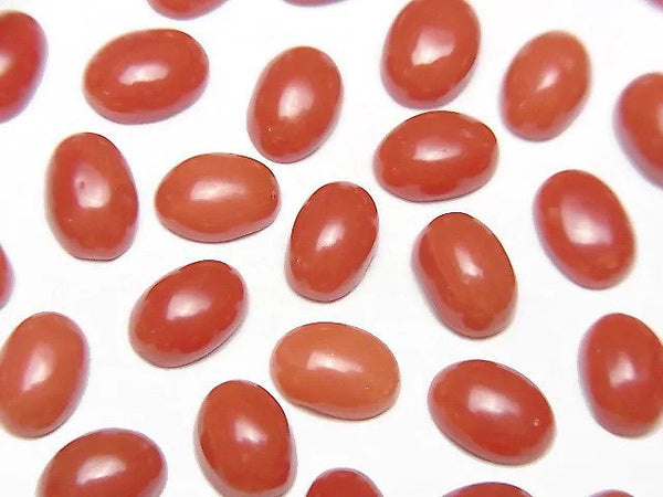 [Video] Sardinian Coral, Red Coral Oval Cabochon 7x5mm 1pc