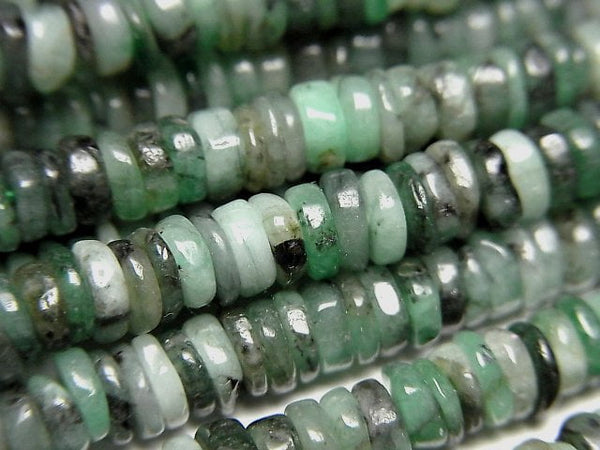 [Video]Emerald AA+ Roundel (Heishi) 1strand beads (aprx.15inch/38cm)