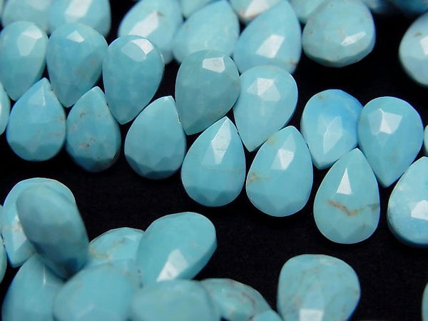 [Video]Arizona Sleeping Beauty Turquoise AAA- Pear shape Faceted Briolette half or 1strand beads (aprx.7inch/18cm)