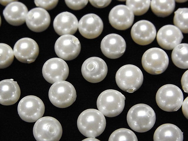 [Video]Shell Pearl White Half Drilled Hole Round 6mm 20pcs