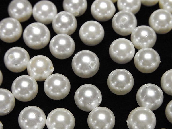 [Video]Shell Pearl White Half Drilled Hole Round 8mm 20pcs