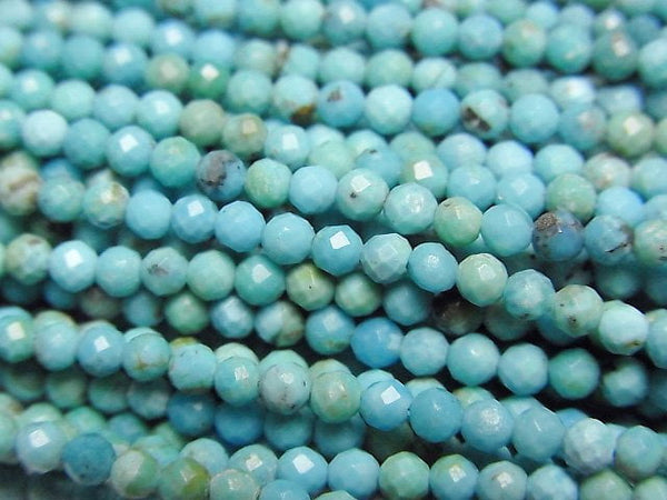 [Video]High Quality! Turquoise AA++ Faceted Round 2mm 1strand beads (aprx.15inch/37cm)