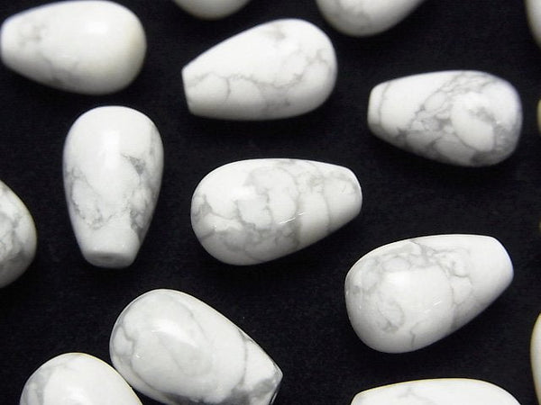 [Video] Howlite Magnesite Half Drilled Hole Drop (Smooth) 12x8mm 3pcs