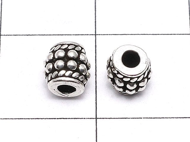 Silver925 Patterned Roundel 5x5x5mm Oxidized Finish 1pc