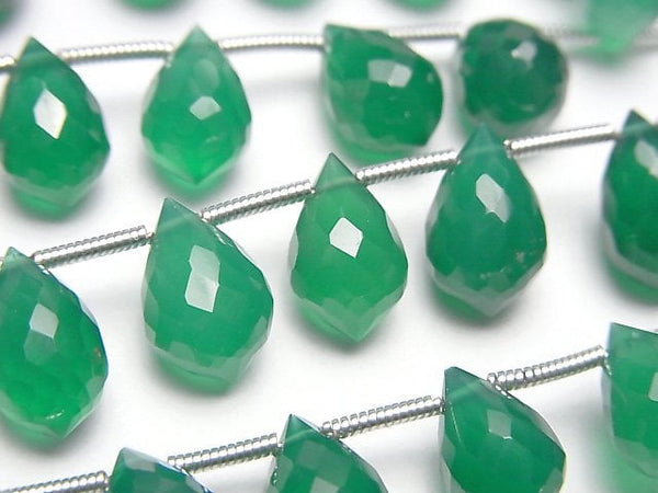[Video]High Quality Green Onyx AAA Marquise Rice Faceted Briolette half or 1strand (18pcs)