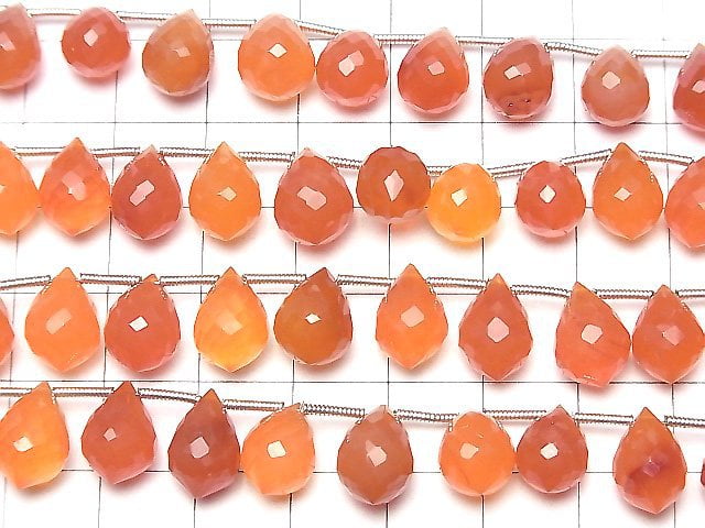[Video]High Quality Carnelian AAA- Marquise Rice Faceted Briolette half or 1strand (18pcs)