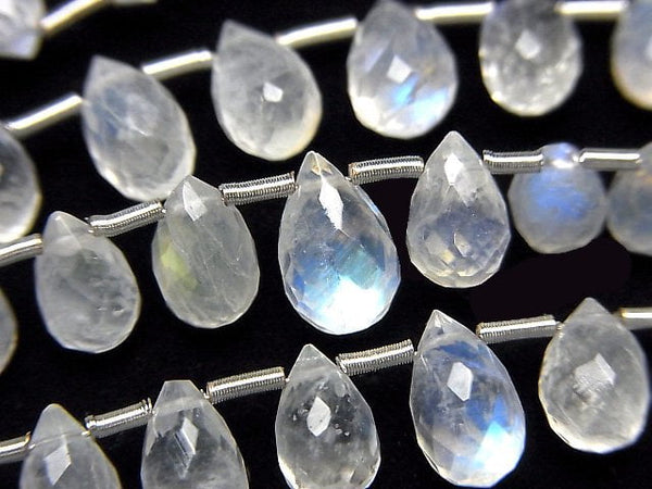 [Video] High Quality Rainbow Moonstone AAA- Drop Faceted Briolette half or 1strand (32pcs)