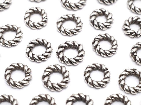 Silver925 Rope Ring (Closed Type) 7mm Oxidized Finish 5pcs