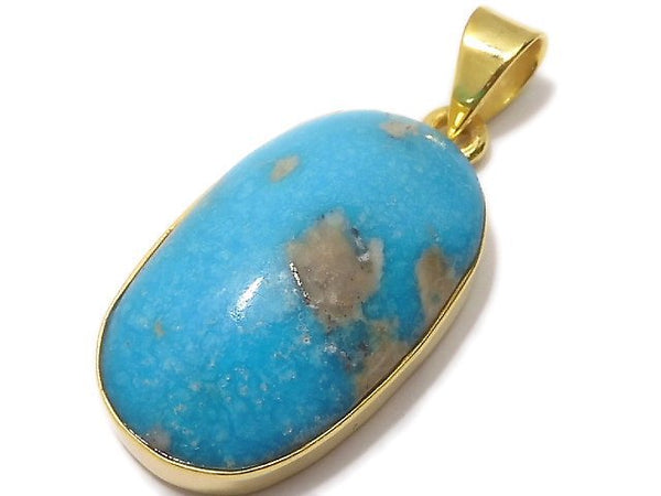 [Video][One of a kind] Persian Turquoise AA++ Pendant 18KGP NO.28