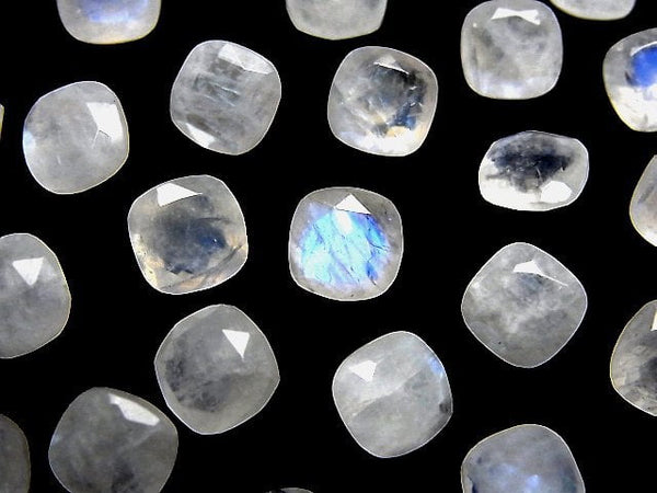 [Video]Rainbow Moonstone AA++ Loose stone Square Faceted 8x8mm 3pcs