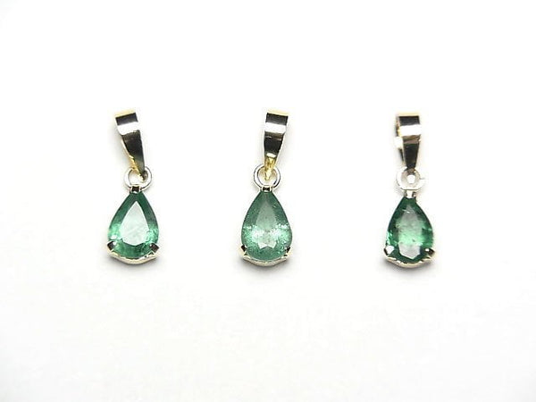 [Video] [Japan] High Quality Emerald AAA Pear shape Faceted 6x4mm Pendant [18K Yellow Gold] 1pc