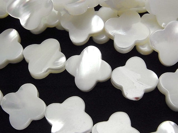 [Video]Mother of Pearl MOP White Flower Motif 15x15mm 1strand beads (aprx.15inch/37cm)
