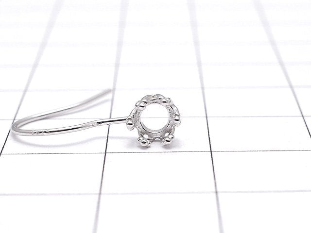[Video]Silver925 Crown Earwire Frame Round 4x4mm Rhodium Plated 1pair